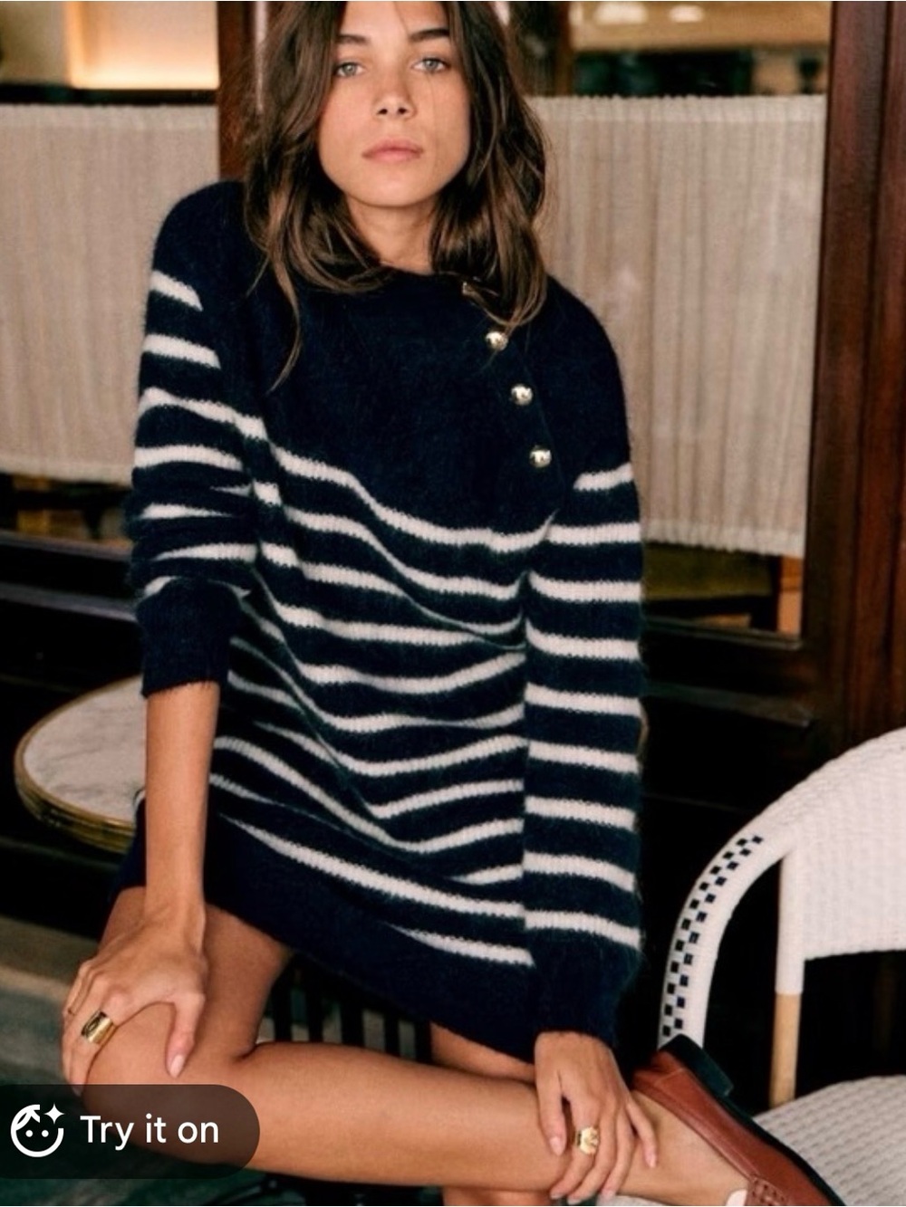 Sezane Tessa Sweater Dress Navy
